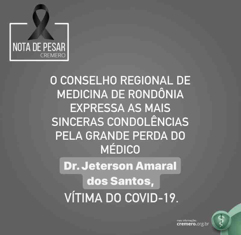 Cremero lamenta profundamente a perda de seu Conselheiro Dr. Jeterson Amaral dos Santos