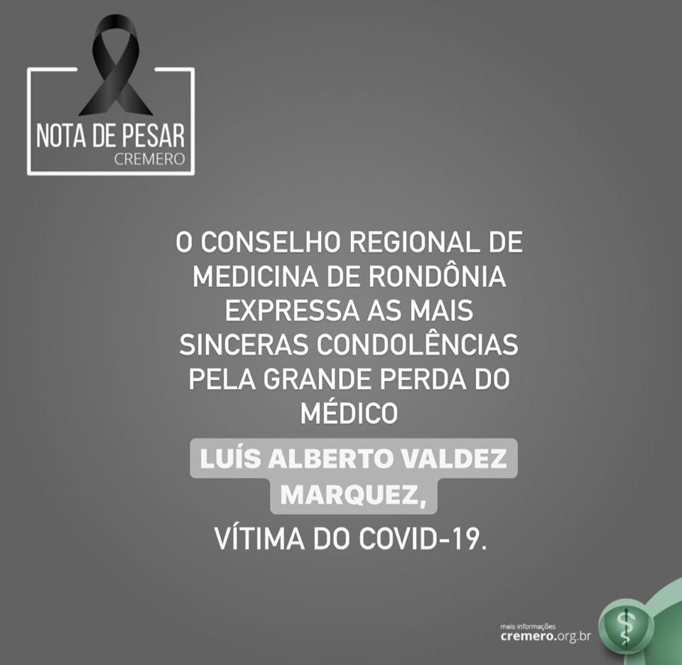 Nota de pesar - Dr. Luis Alberto Valdez Marquez